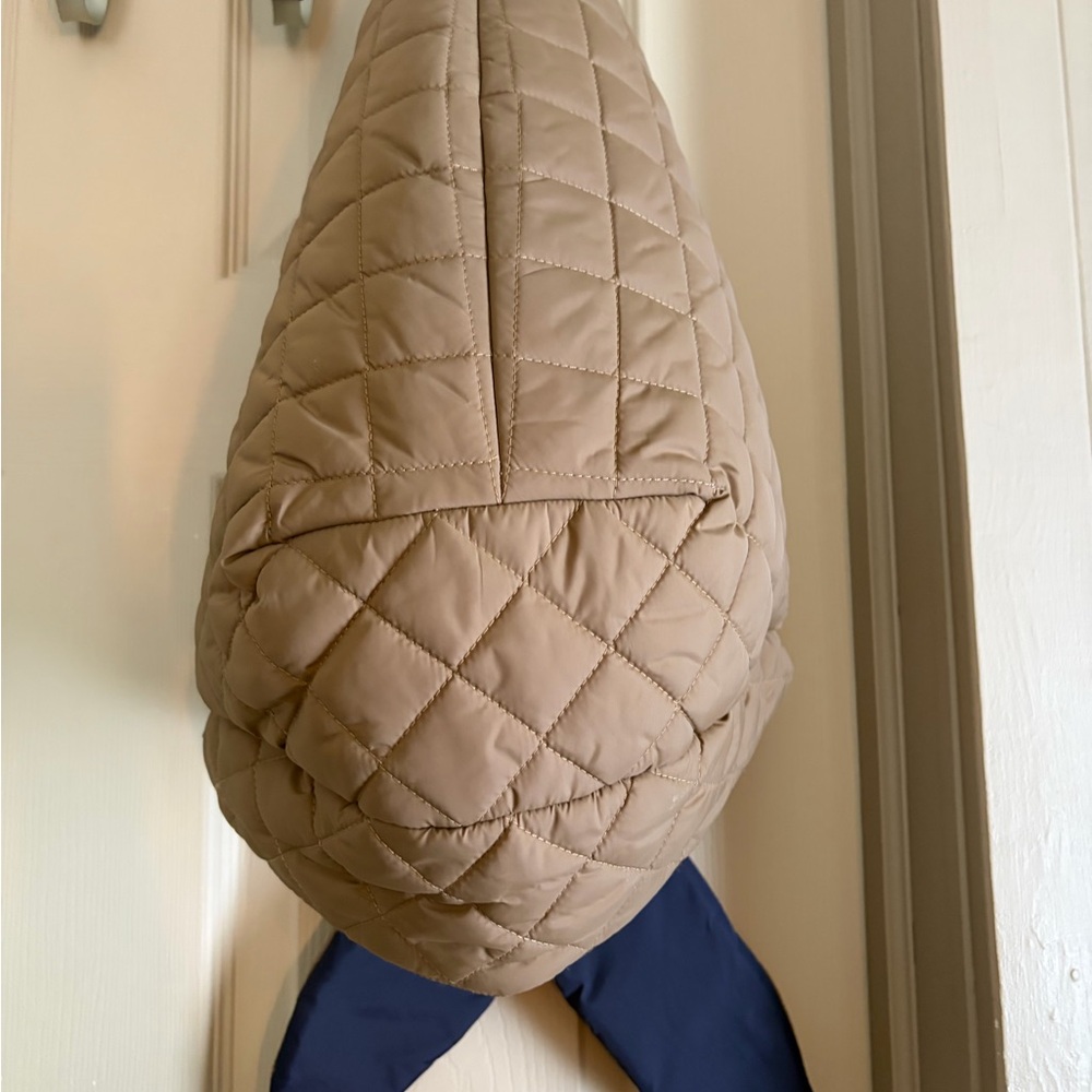 Quilted Tan Hooded Scarf by KULE